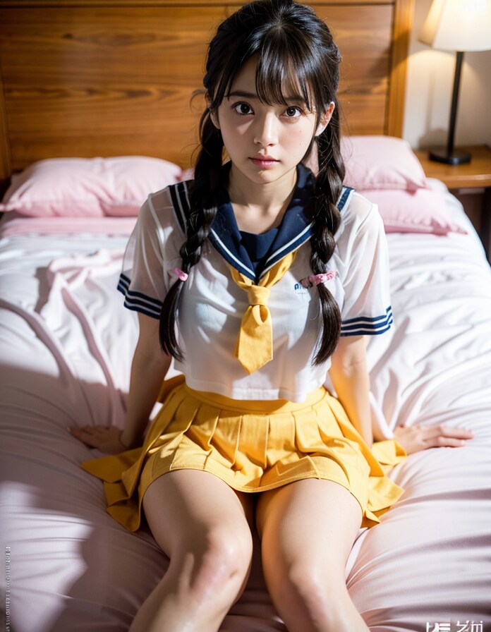 ベッドに座る彼女