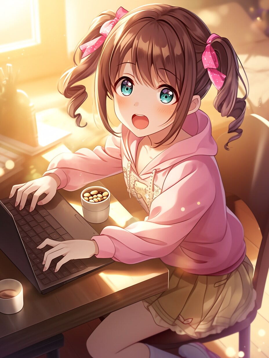 アーモンドとPC作業 | の人気AIイラスト・グラビア