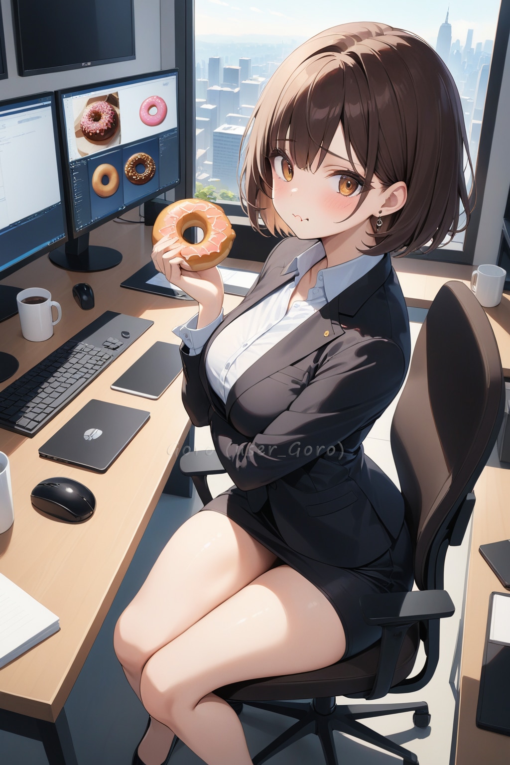 あくまでも仕事中のアキちゃん | の人気AIイラスト・グラビア