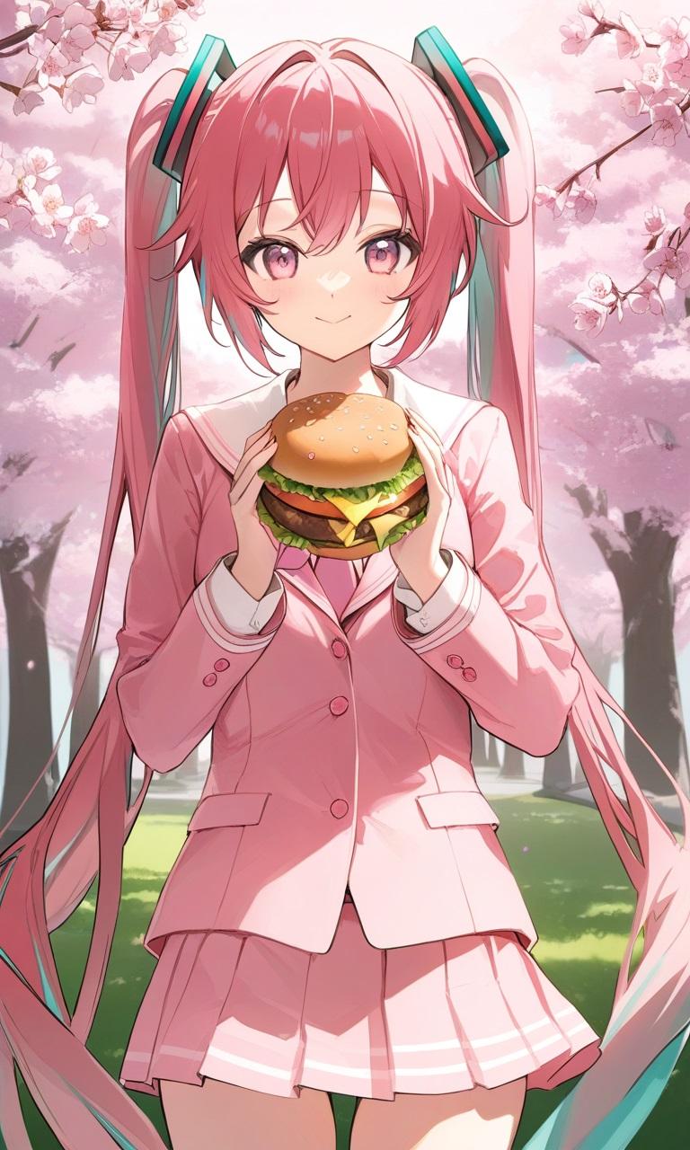 桜ミクさんとハンバーガー