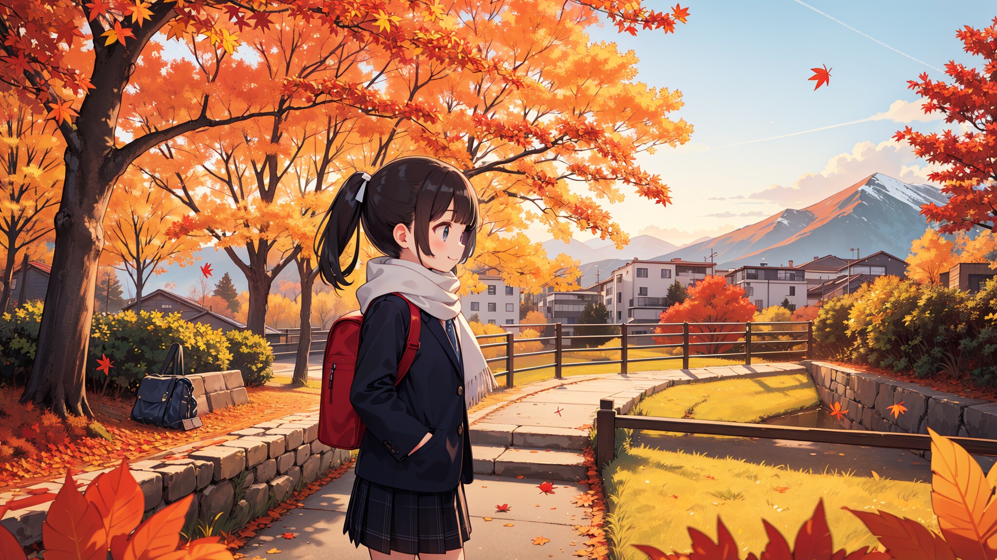 秋の通学路