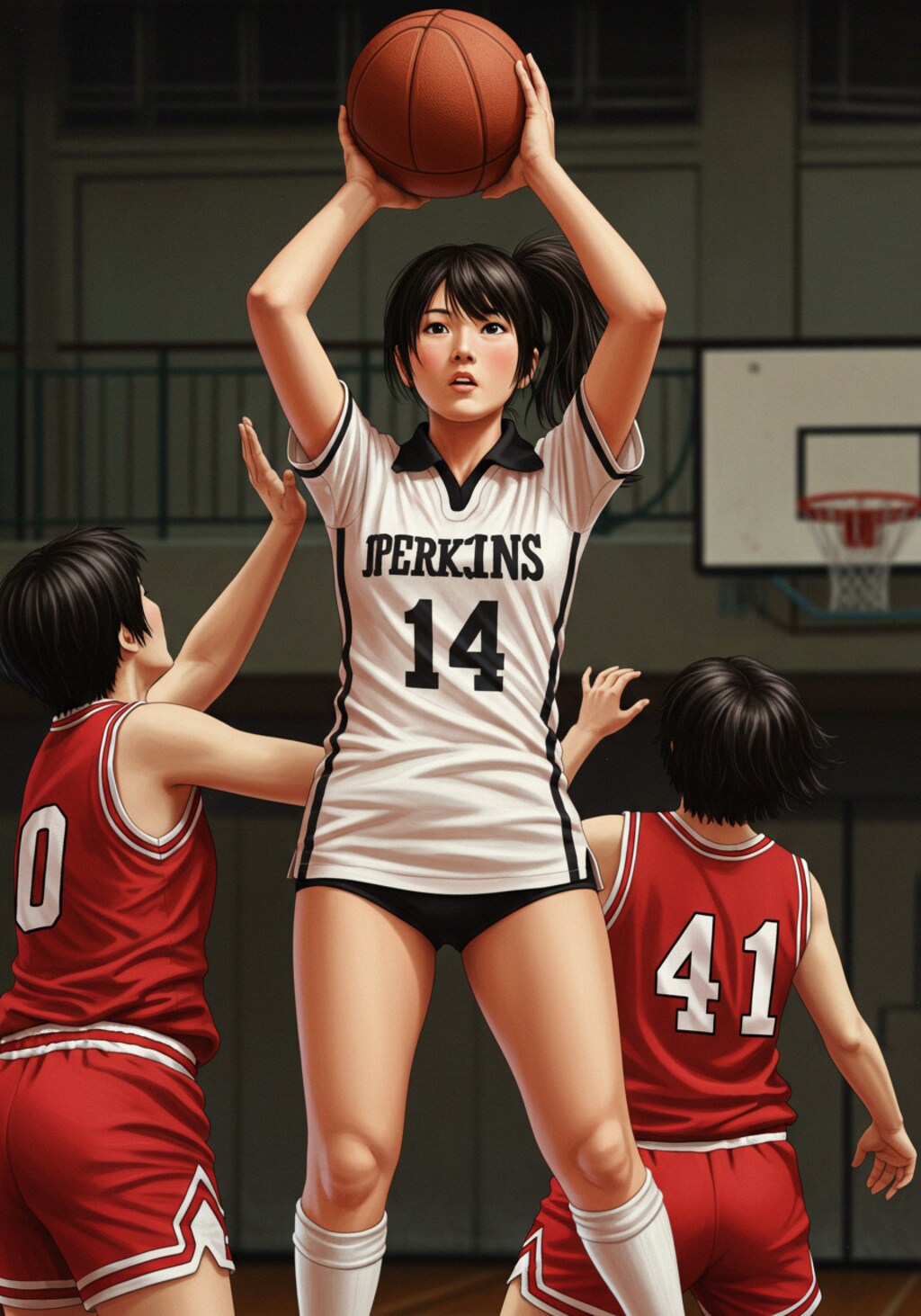 女バスのジャンプシュート347