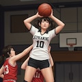 女バスのジャンプシュート347 7枚目