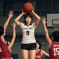 女バスのジャンプシュート347 6枚目