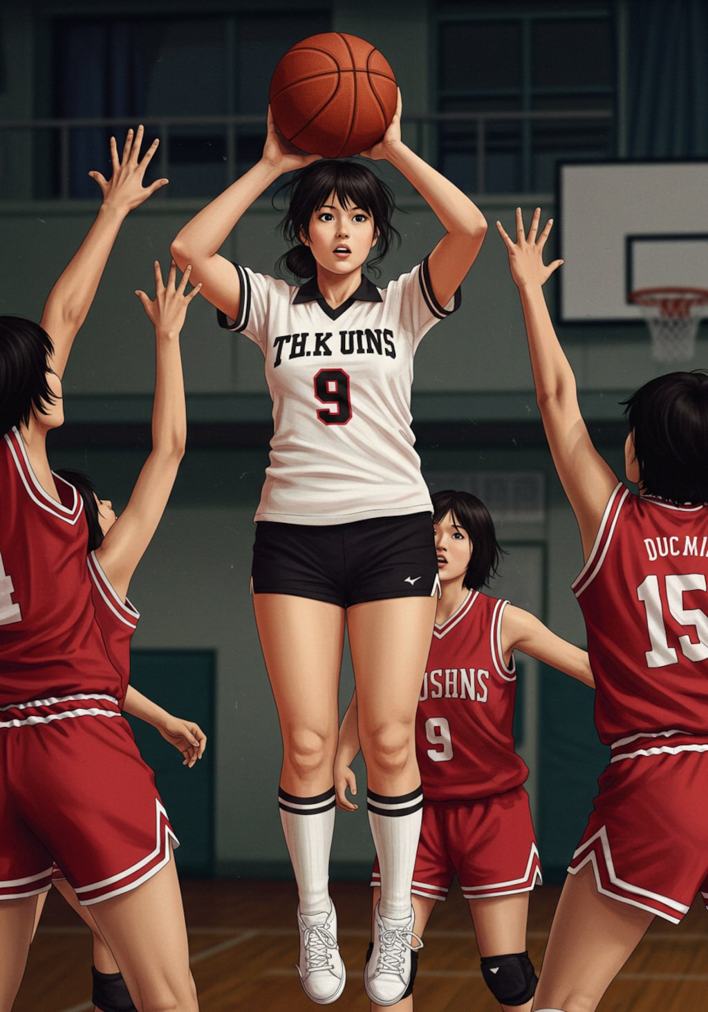 女バスのジャンプシュート347
