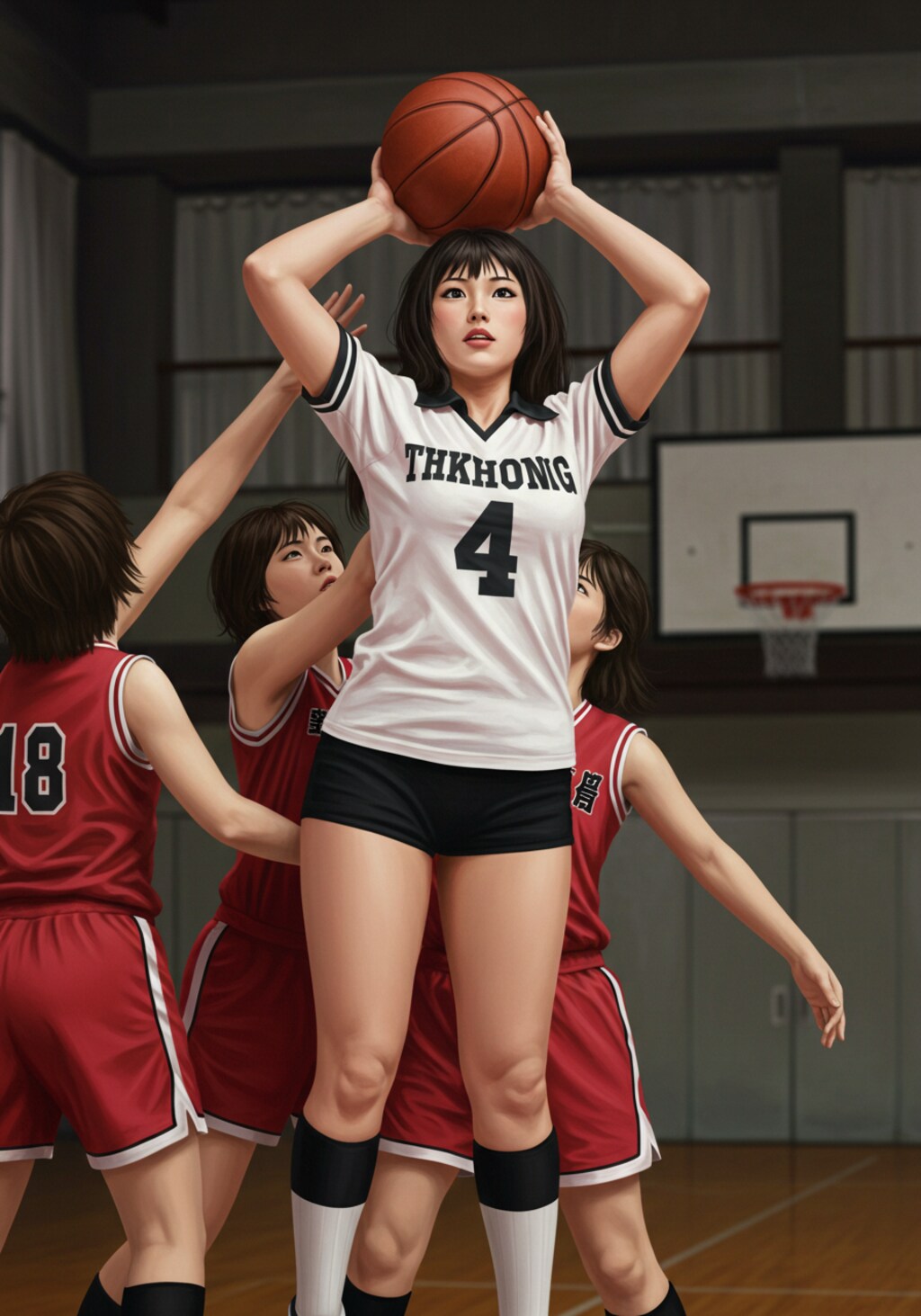 女バスのジャンプシュート347