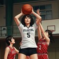 女バスのジャンプシュート347 2枚目