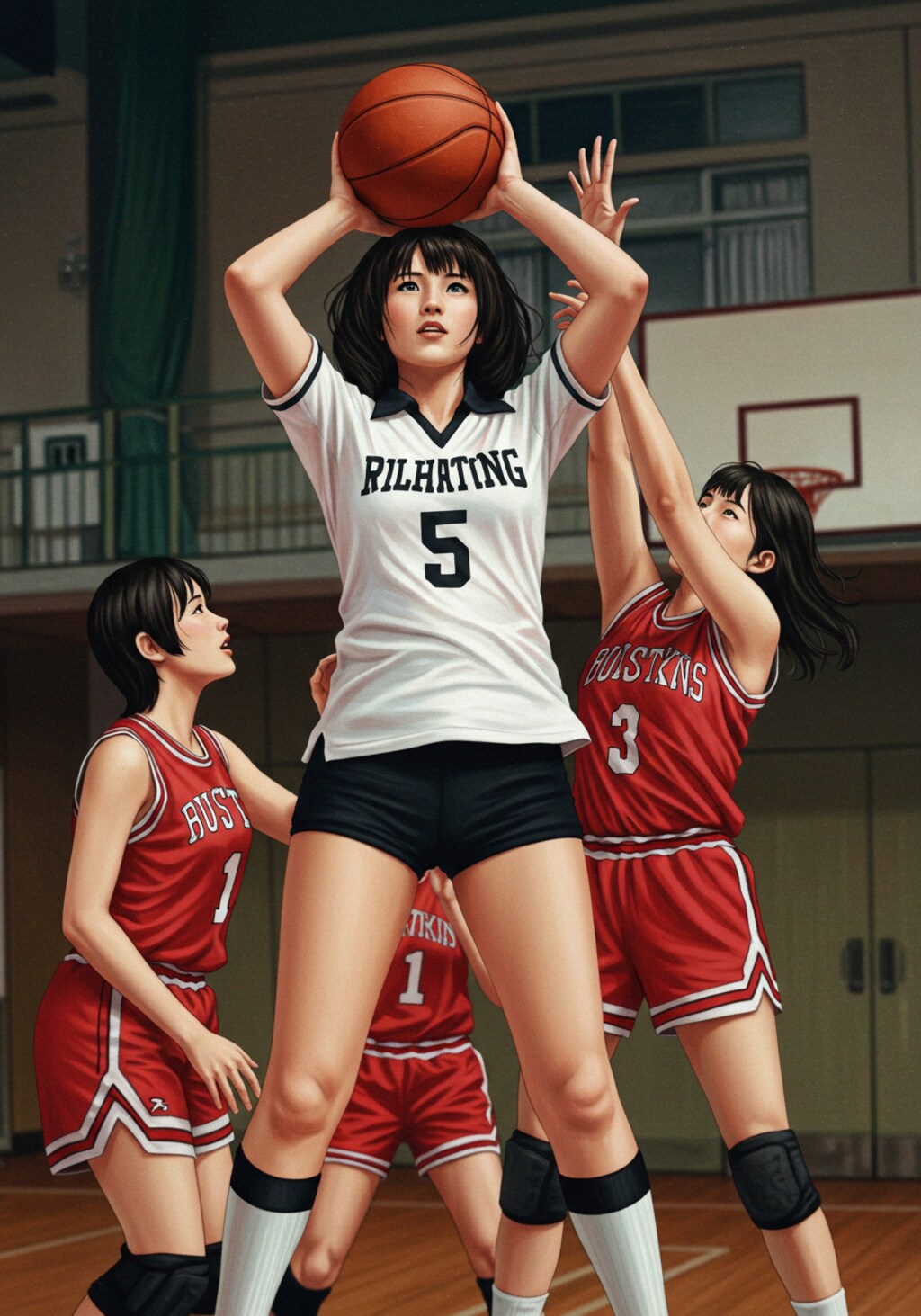 女バスのジャンプシュート347
