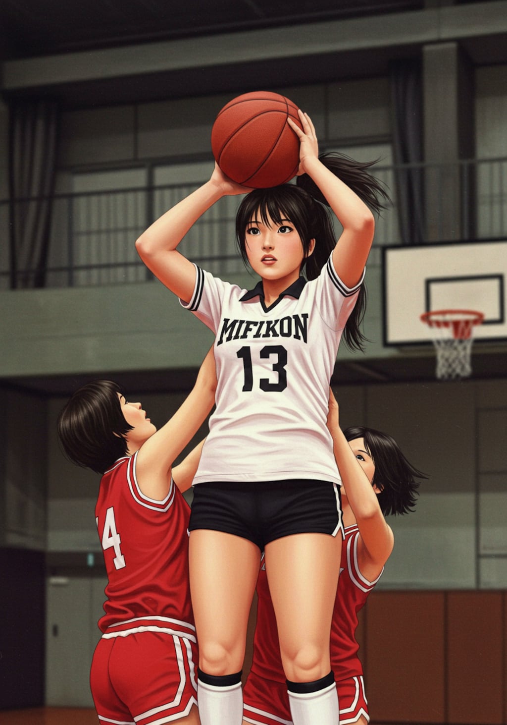 女バスのジャンプシュート347