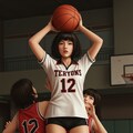 女バスのジャンプシュート347 9枚目