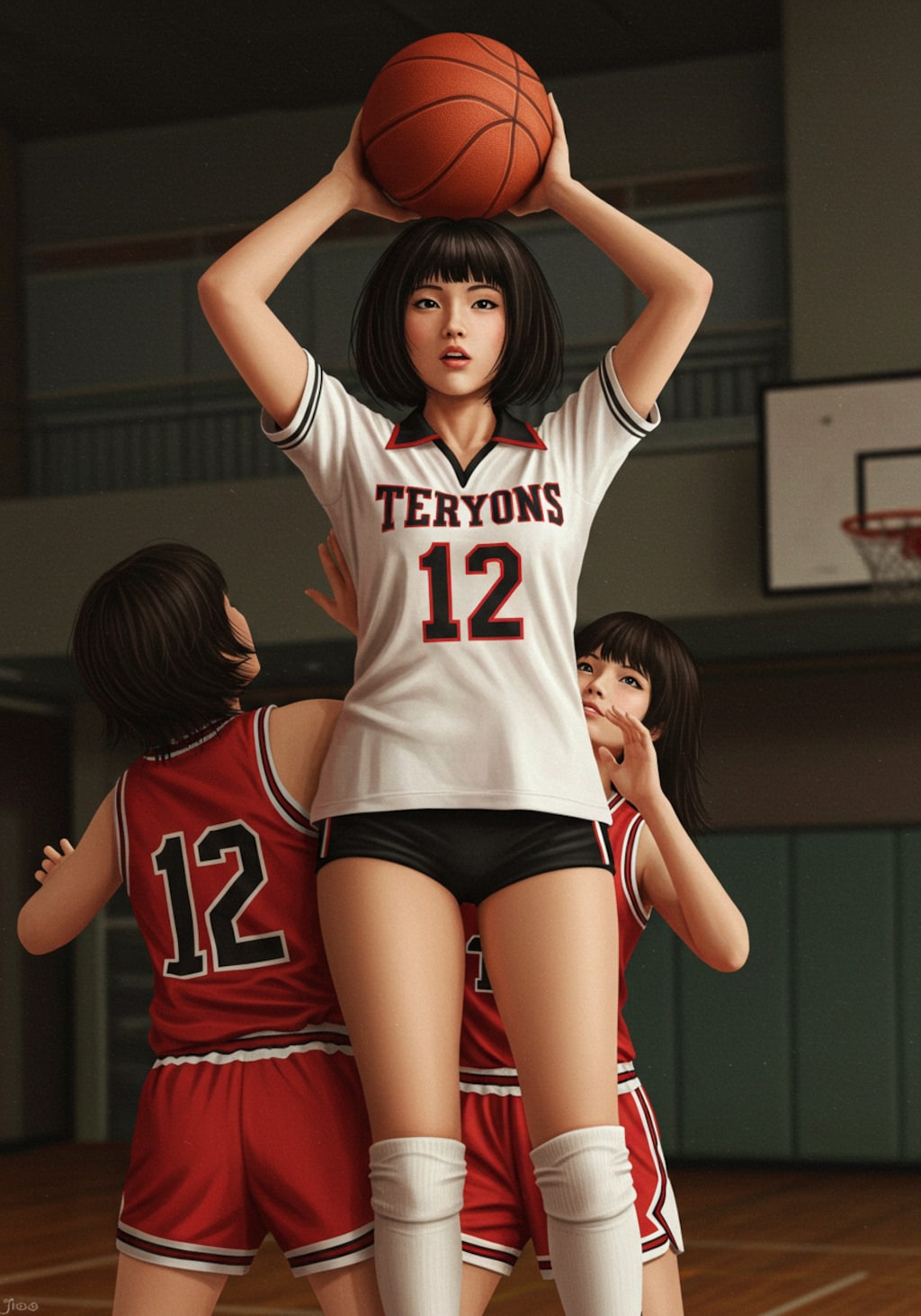 女バスのジャンプシュート347