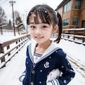 雪の中の学生 4枚目