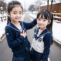 雪の中の学生 5枚目
