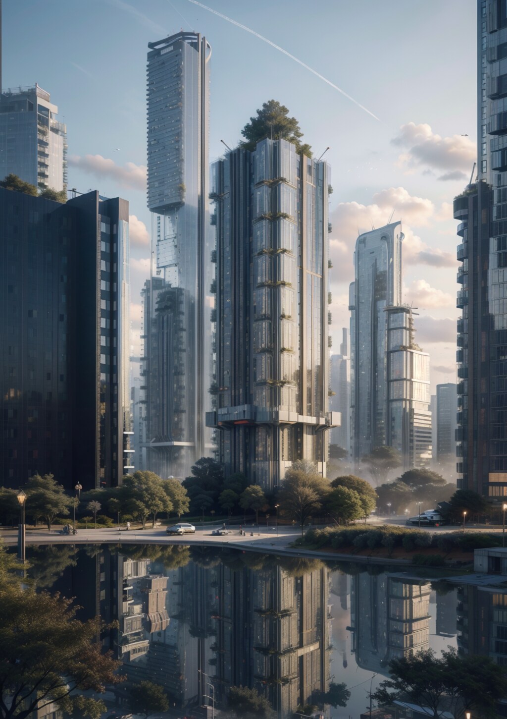 緑のあるビル群