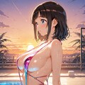 スリングショット水着の詩子さんを横から(ちちぷい版) 2枚目