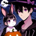 うさぎと、ハロウィンの黒髪短髪男性★その5(5枚) 3枚目