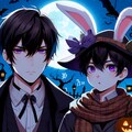 うさぎと、ハロウィンの黒髪短髪男性★その5(5枚) 2枚目