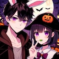 うさぎと、ハロウィンの黒髪短髪男性★その5(5枚) 5枚目