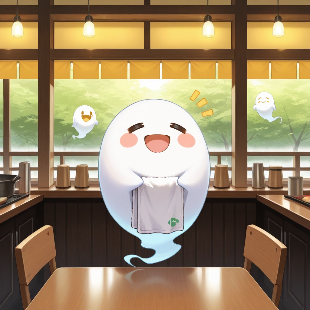 テーブルを拭き終わったお化けさん | の人気AIイラスト・グラビア