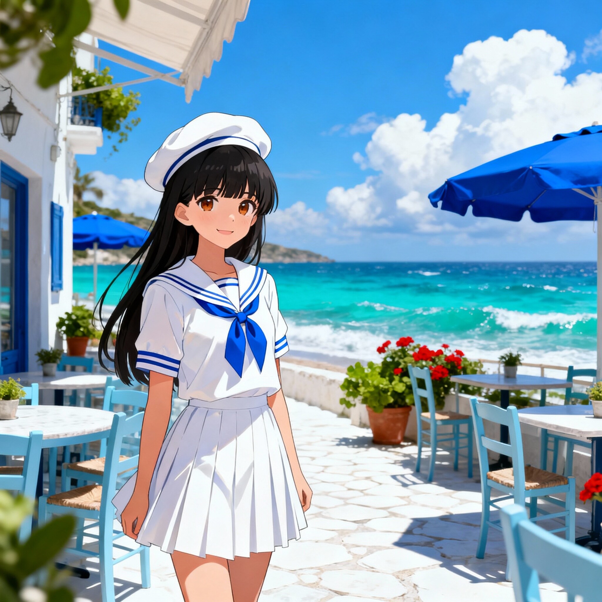 リゾート地の少女
