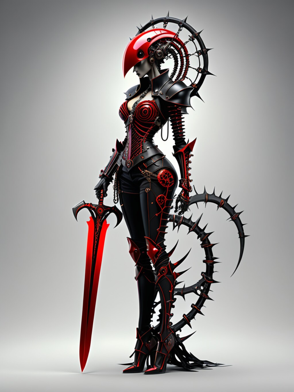 steampunk demon armor girl