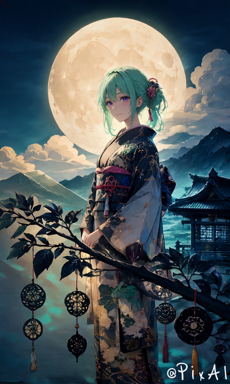月華を纏う夜の静寂 | の人気AIイラスト・グラビア