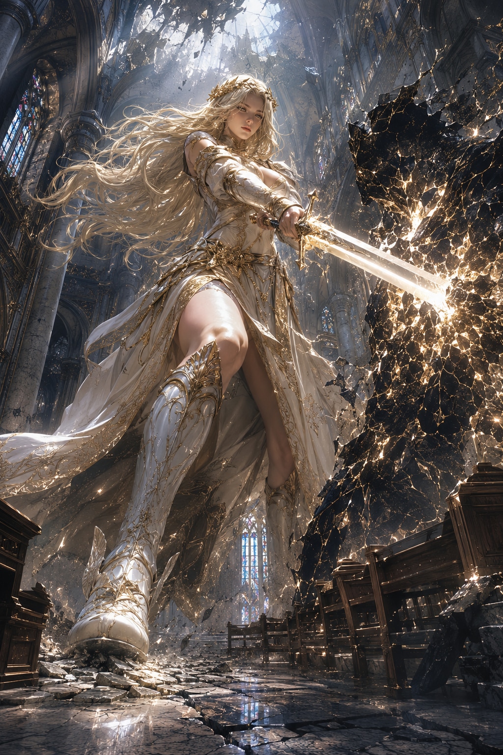 【崩れた聖域に差す光が、歪んだ影に裁きを下す―光の女神ルミナリア】