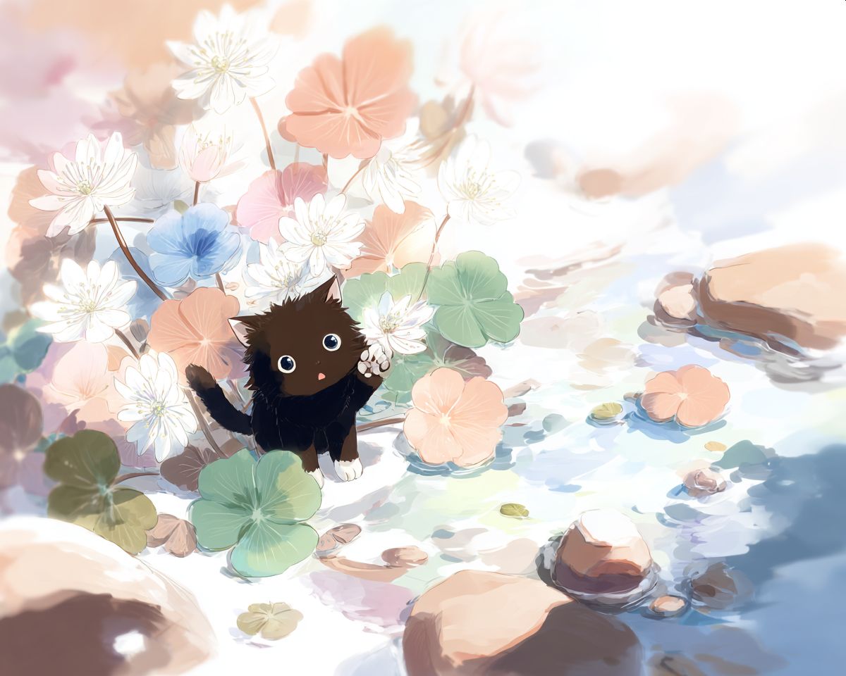 雪割草と猫 | の人気AIイラスト・グラビア