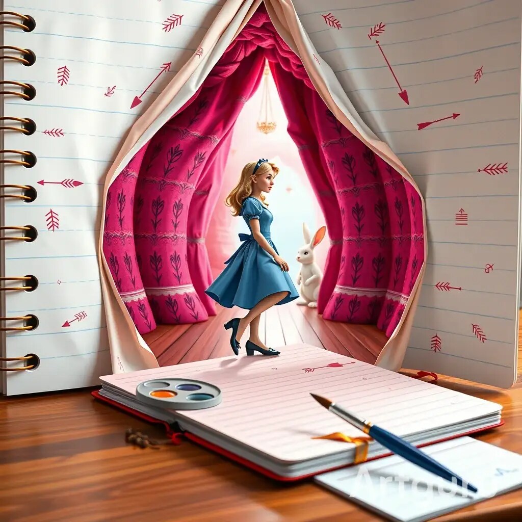 紙に描いたカーテンの向こう側 | の人気AIイラスト・グラビア