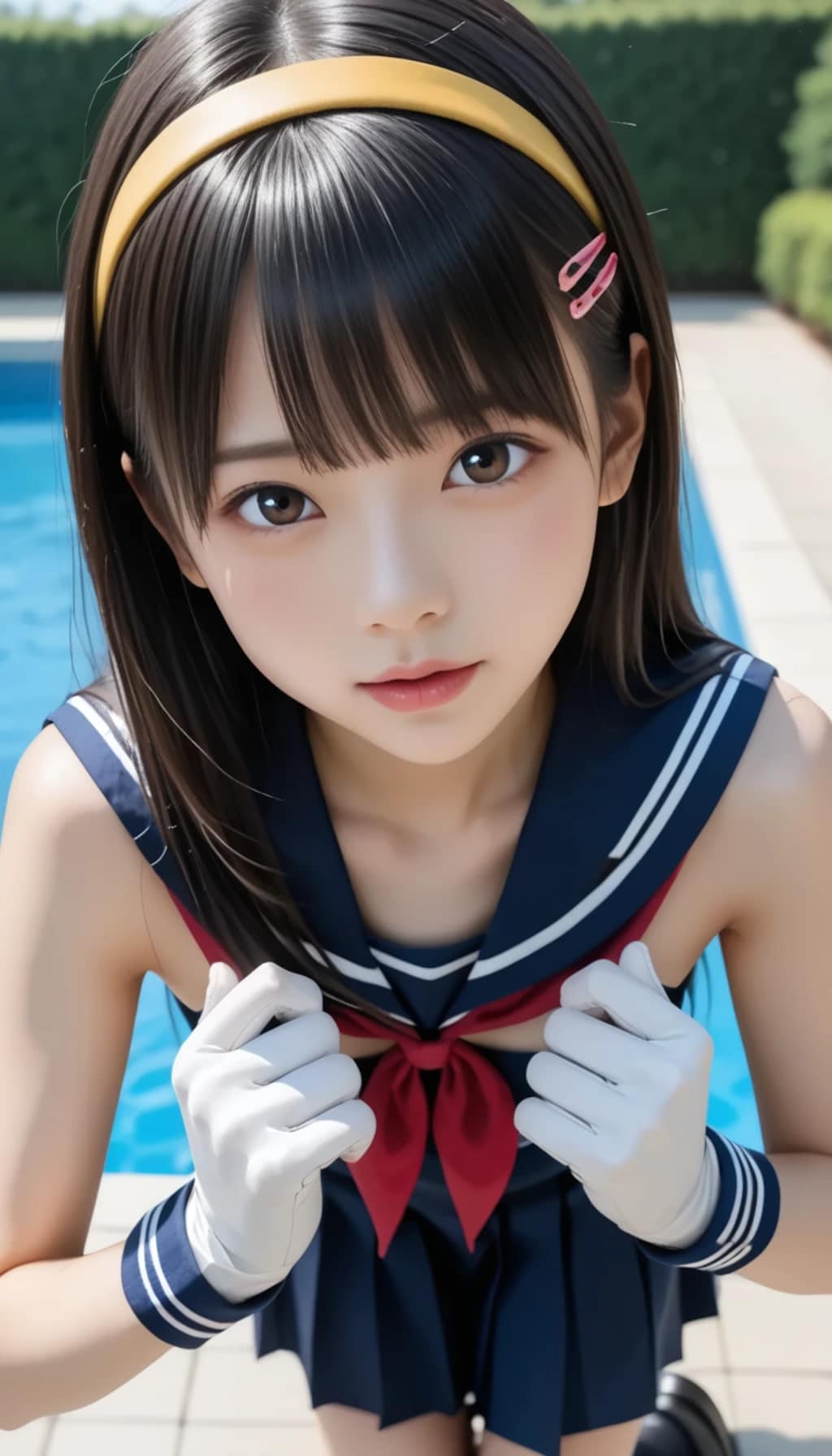 【プールサイドの特等席】透明感MAXのセーラー美少女が魅せる、5つの誘惑。その瞳で見つめられたら、もう逃げられない……。貴方の日常を塗り替える、天使のような彼女の「清廉な色気」をご堪能ください！