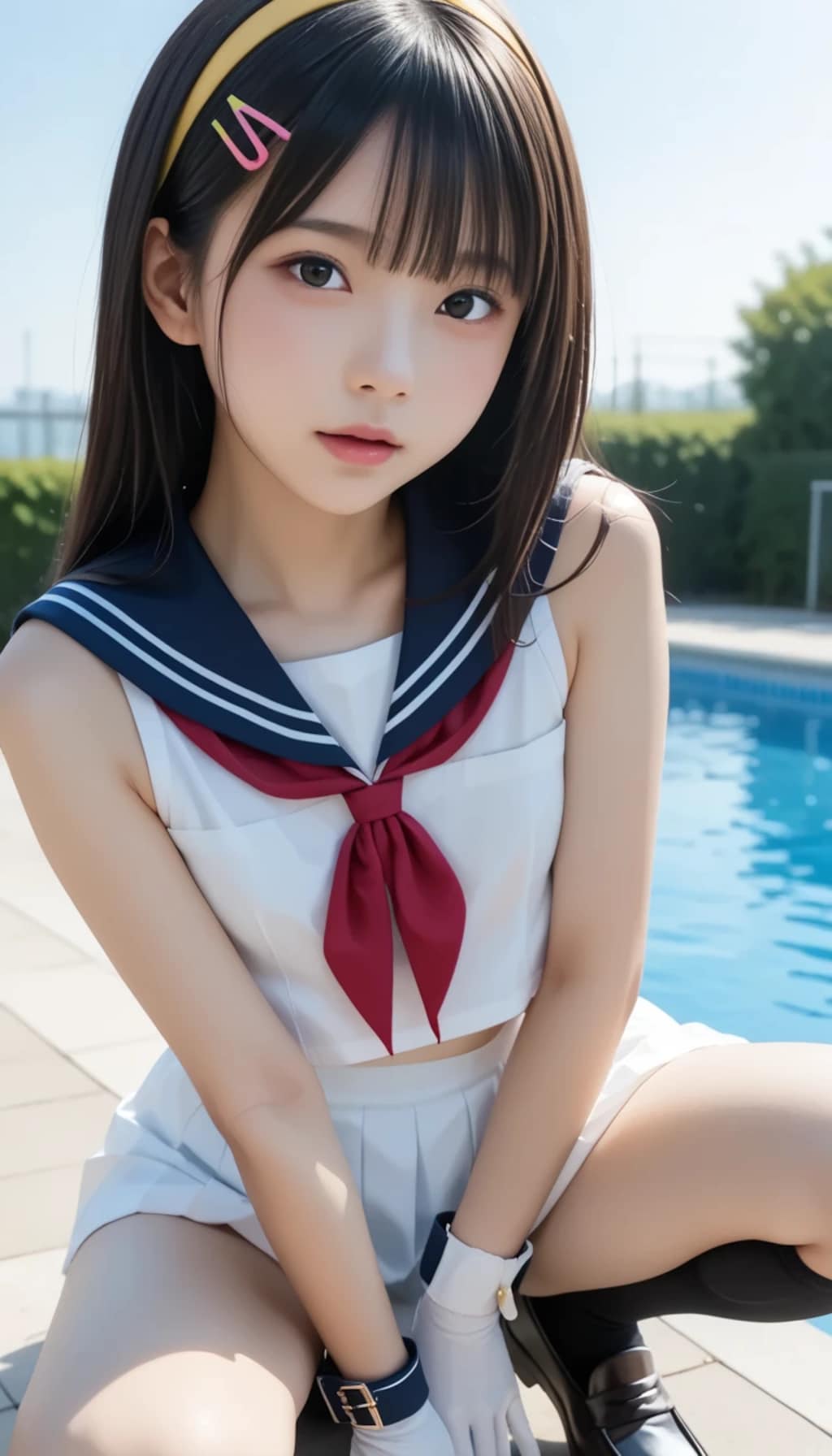 【プールサイドの特等席】透明感MAXのセーラー美少女が魅せる、5つの誘惑。その瞳で見つめられたら、もう逃げられない……。貴方の日常を塗り替える、天使のような彼女の「清廉な色気」をご堪能ください！