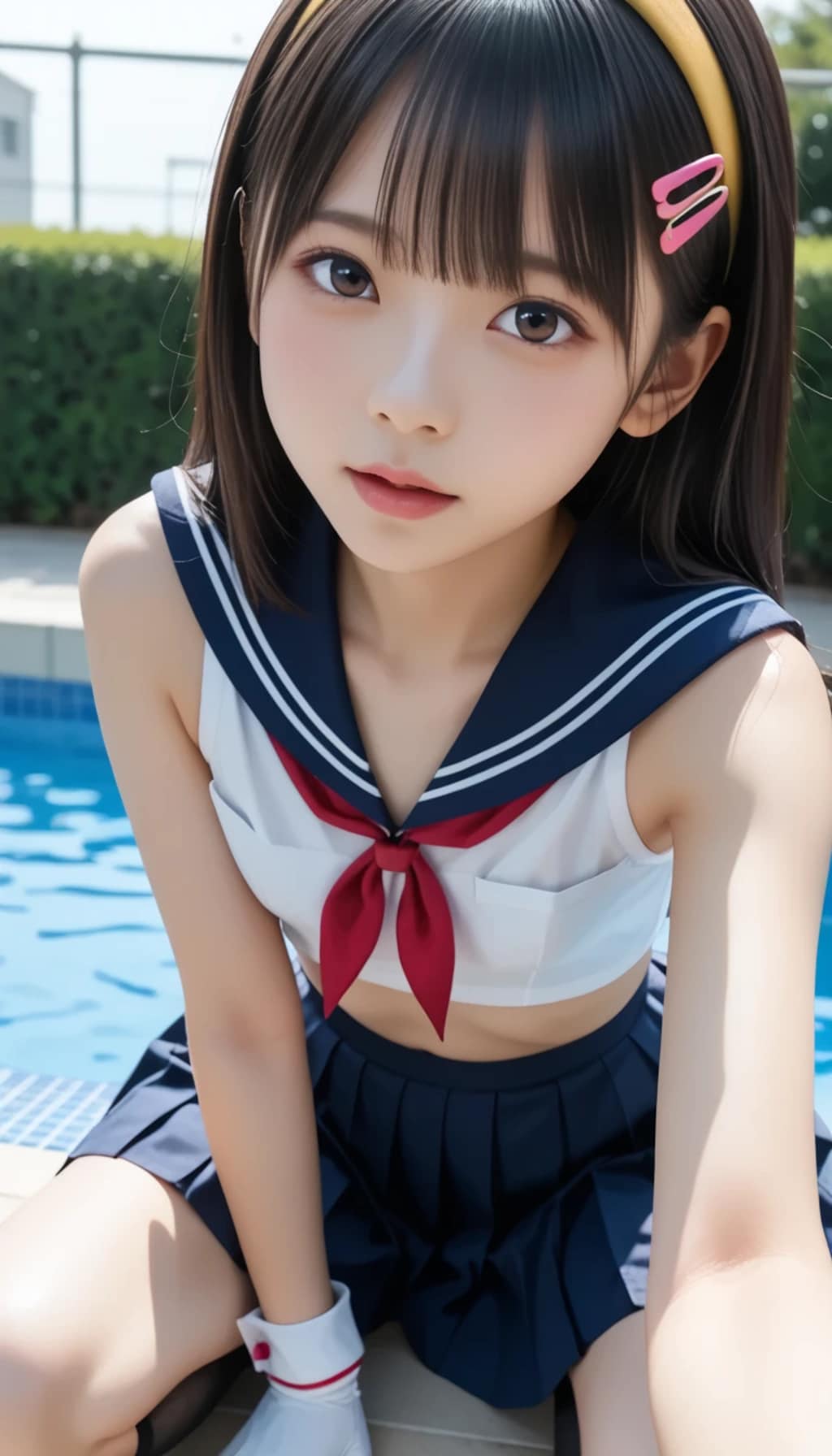 【プールサイドの特等席】透明感MAXのセーラー美少女が魅せる、5つの誘惑。その瞳で見つめられたら、もう逃げられない……。貴方の日常を塗り替える、天使のような彼女の「清廉な色気」をご堪能ください！