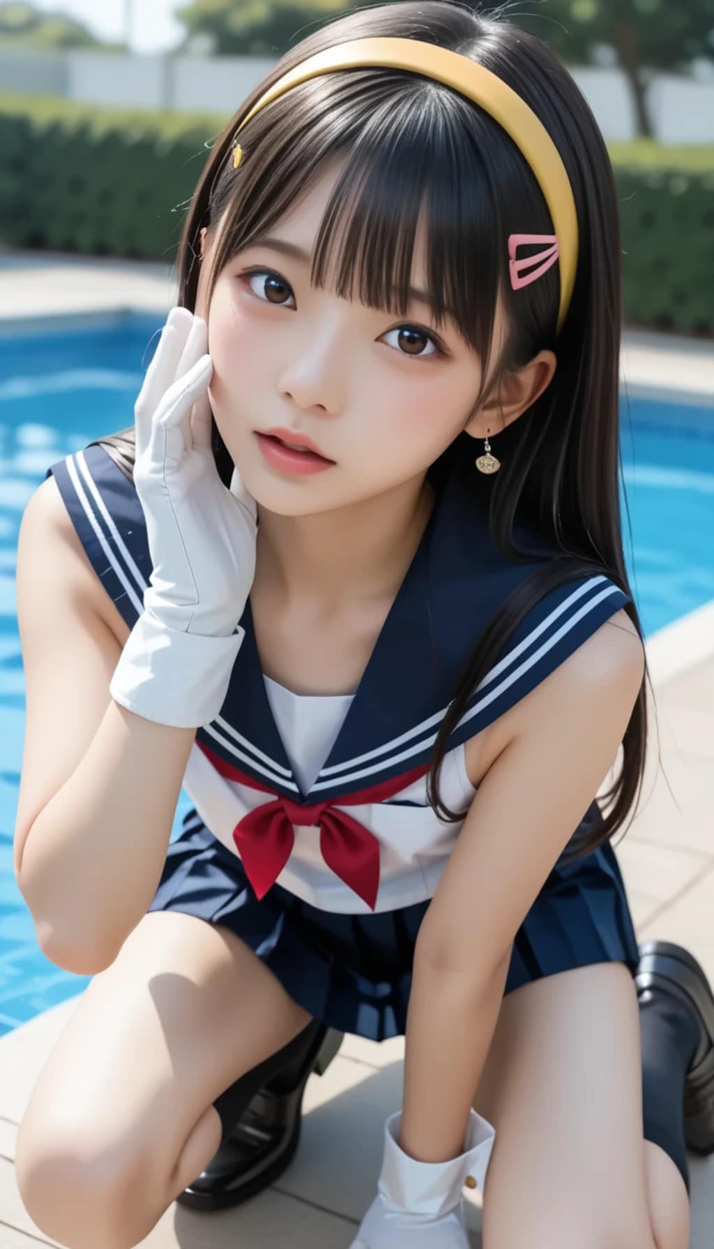 【プールサイドの特等席】透明感MAXのセーラー美少女が魅せる、5つの誘惑。その瞳で見つめられたら、もう逃げられない……。貴方の日常を塗り替える、天使のような彼女の「清廉な色気」をご堪能ください！