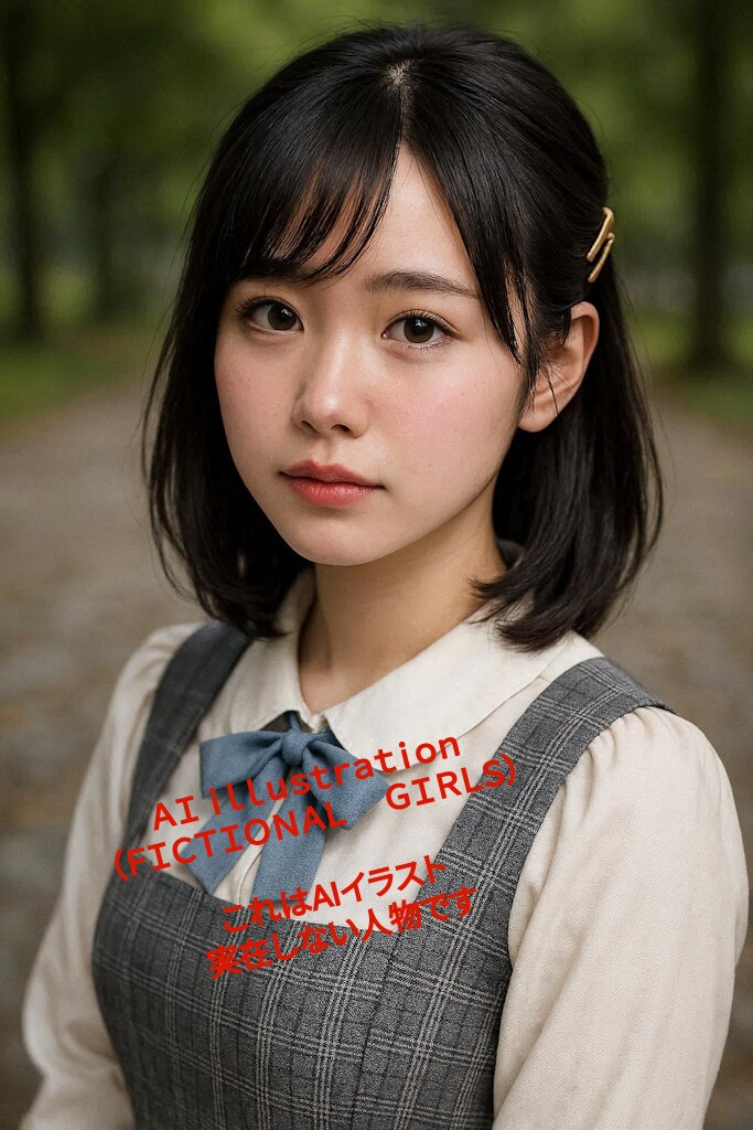 毛先を少し切られた黒髪美少女