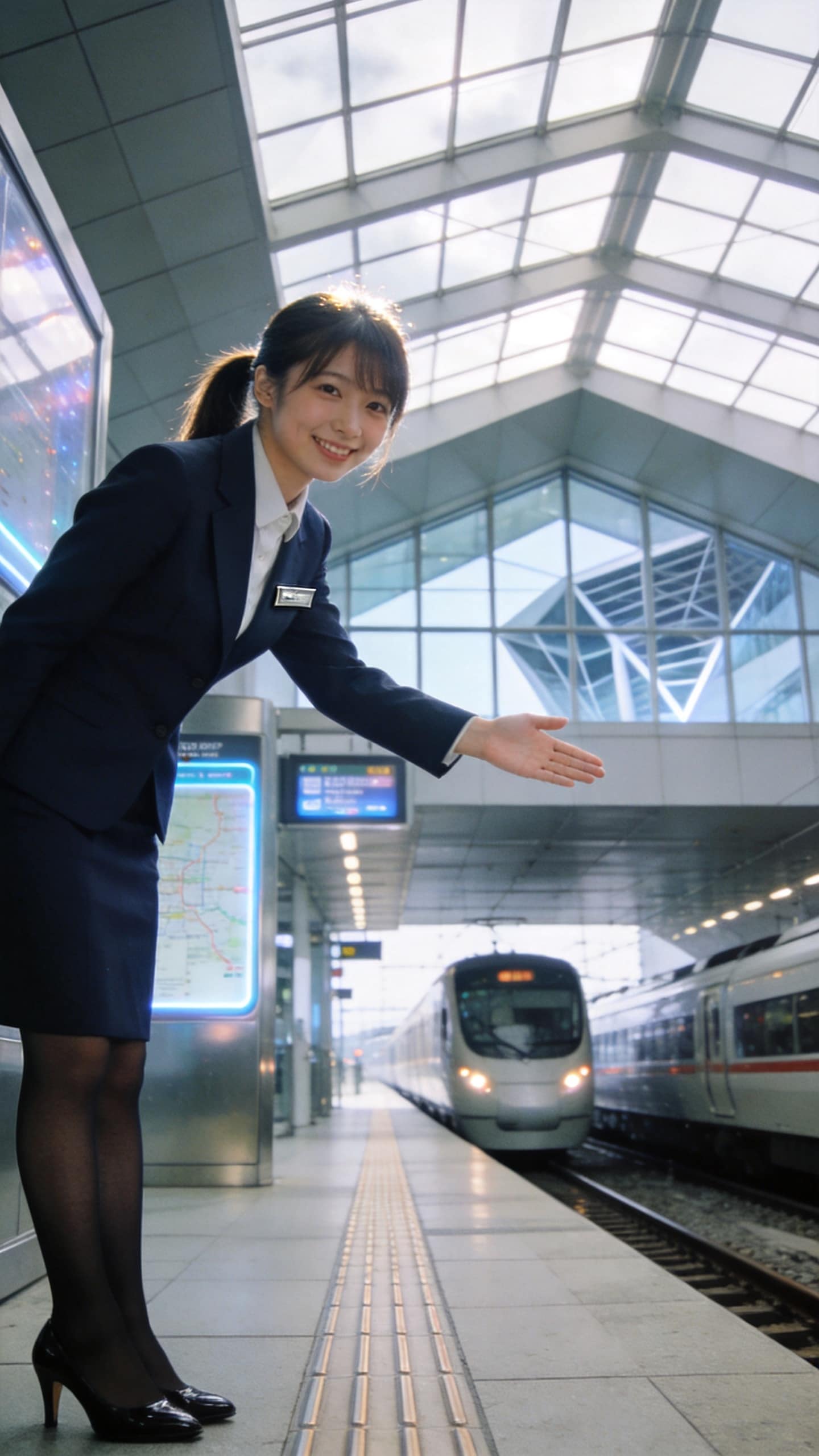 Warm Welcome at Station Entrance