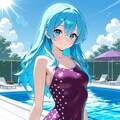 潮音さんの紫の水着 2枚目
