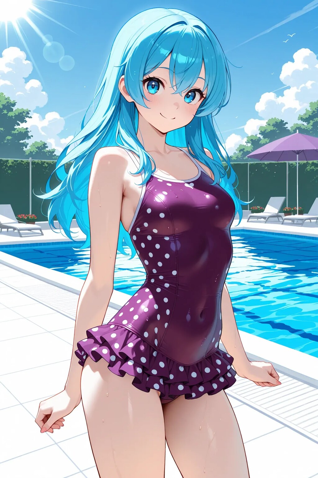 潮音さんの紫の水着