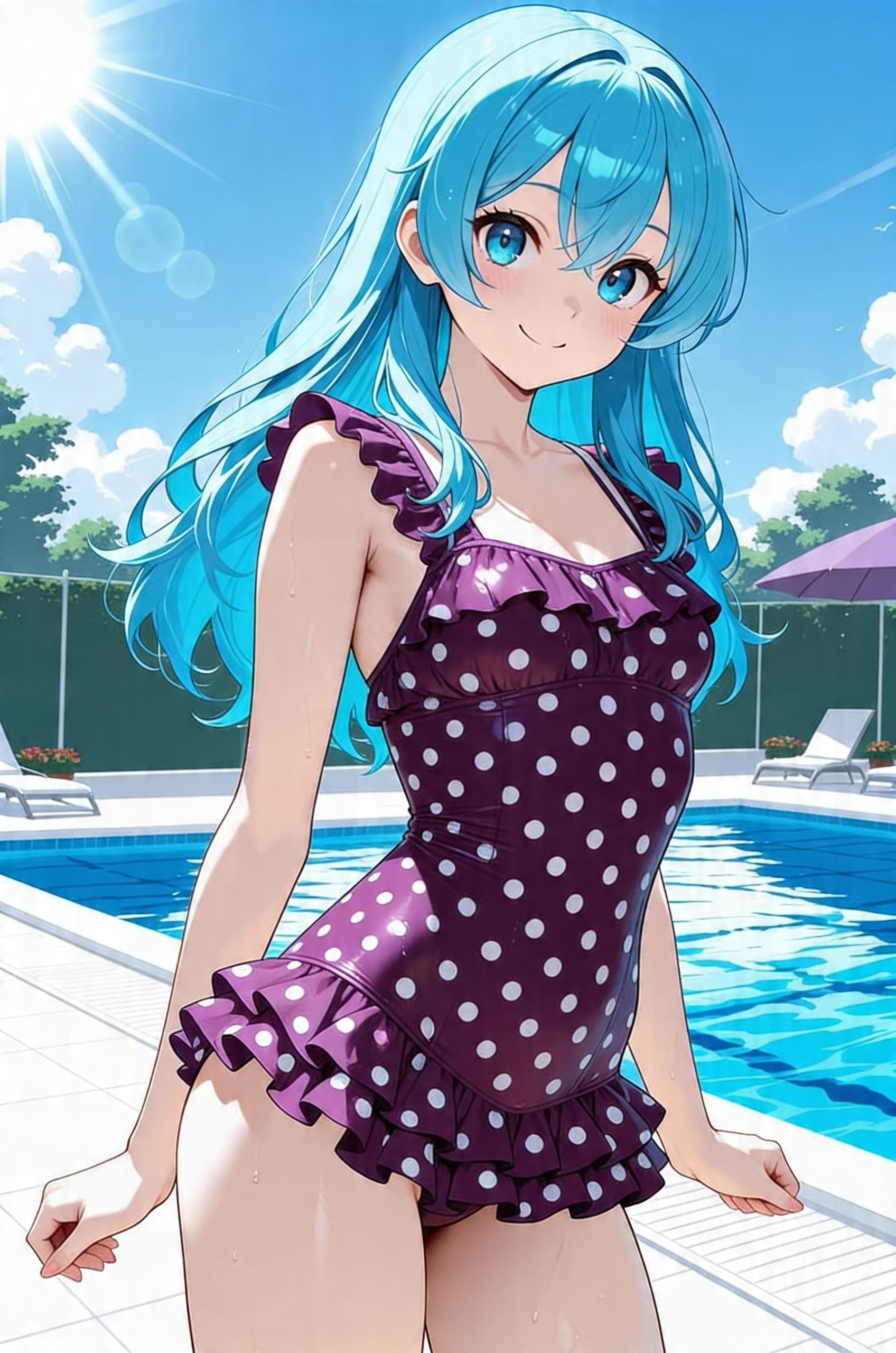 潮音さんの紫の水着