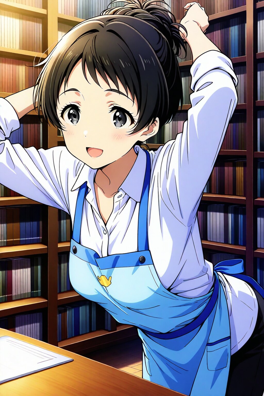 どひゃぁっ!びっくりしちゃいましたよ、可愛く驚いてくれる司書さん | の人気AIイラスト・グラビア