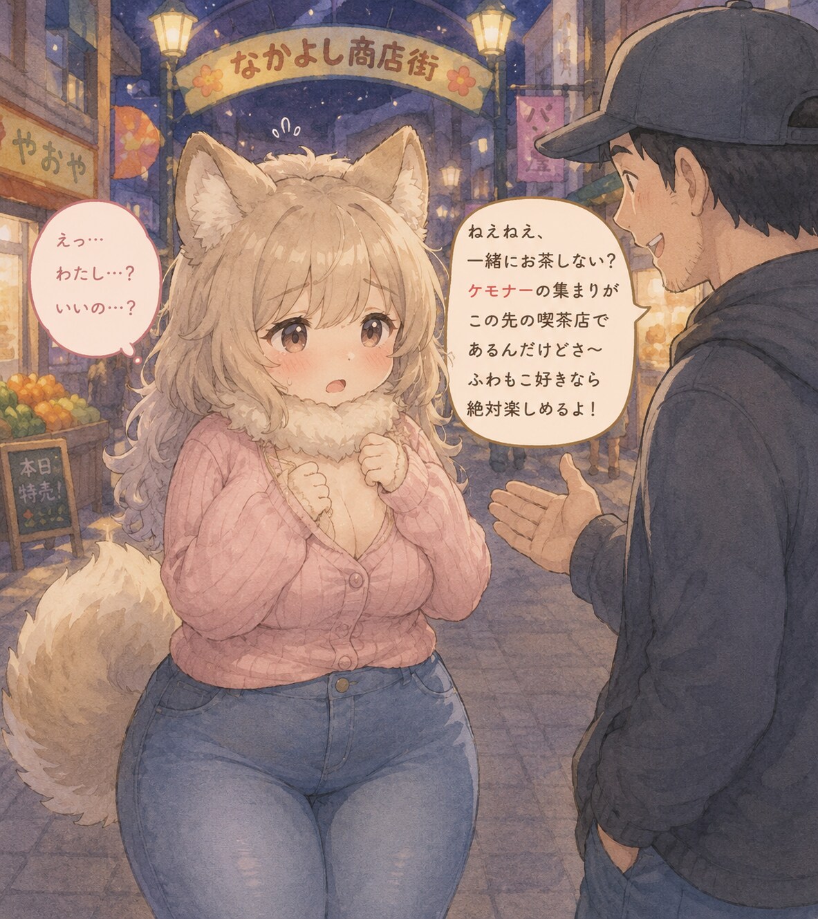 商店街で誘われて…