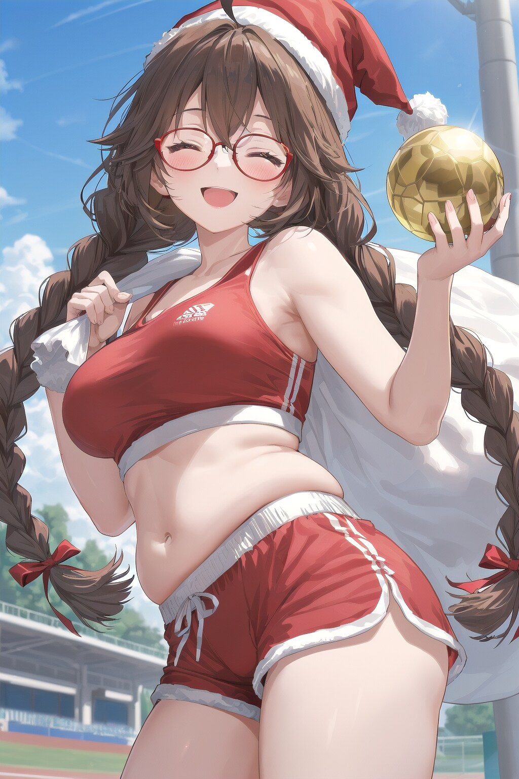 サンタコスとキンタ◯で砲丸投げの練習すみかちゃん