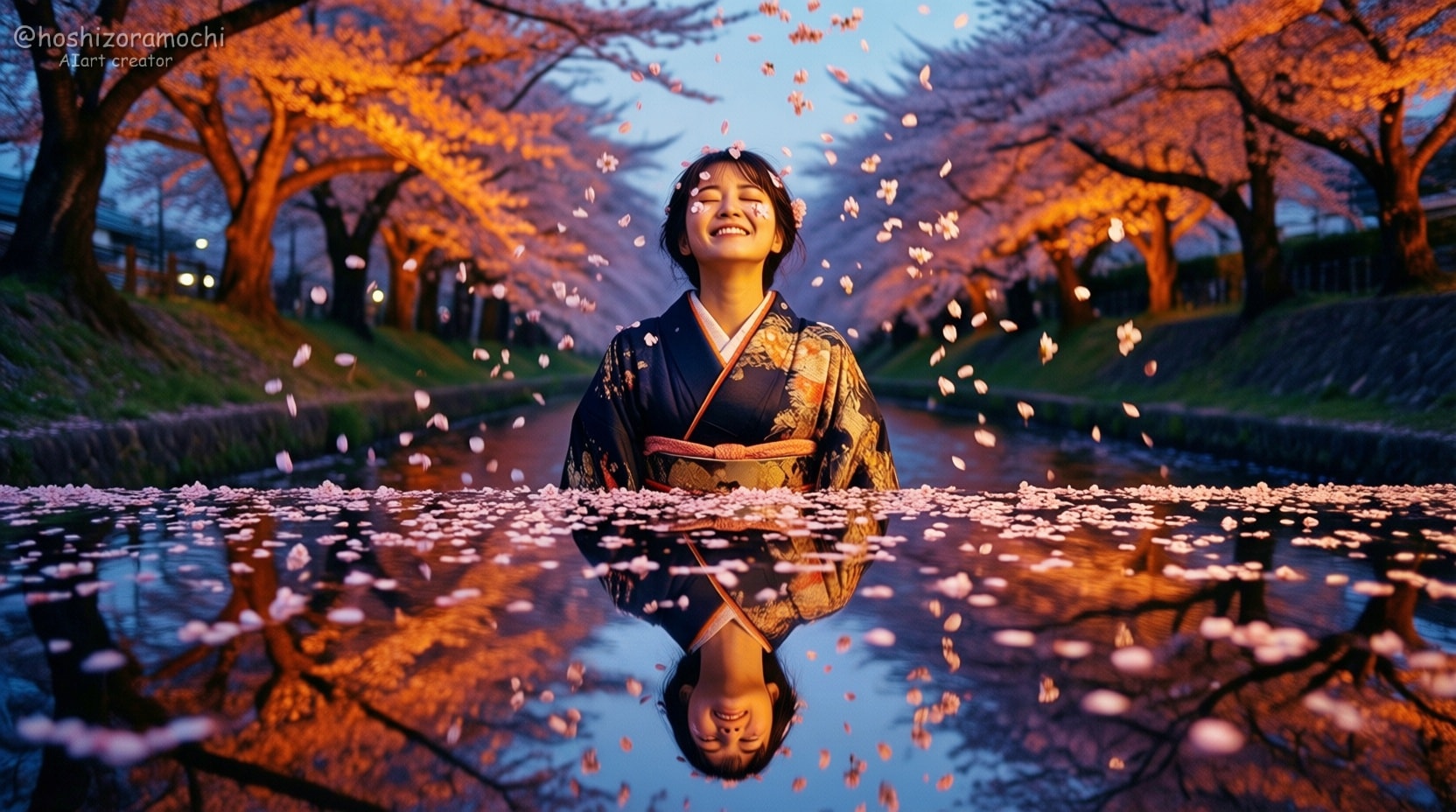 刻を止める紅枝垂：水面に沈む記憶の残像 | の人気AIイラスト・グラビア