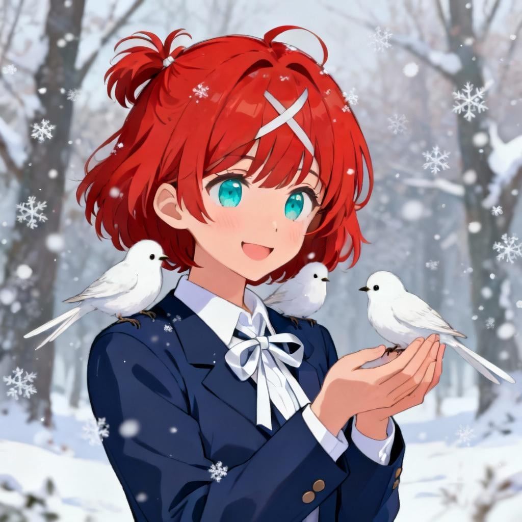 小鳥と遊ぶ織さん