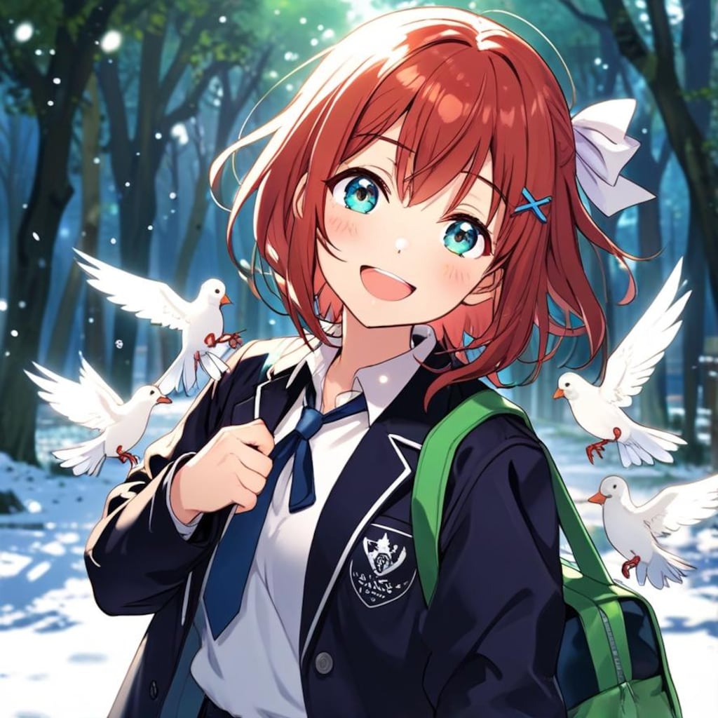 小鳥と遊ぶ織さん