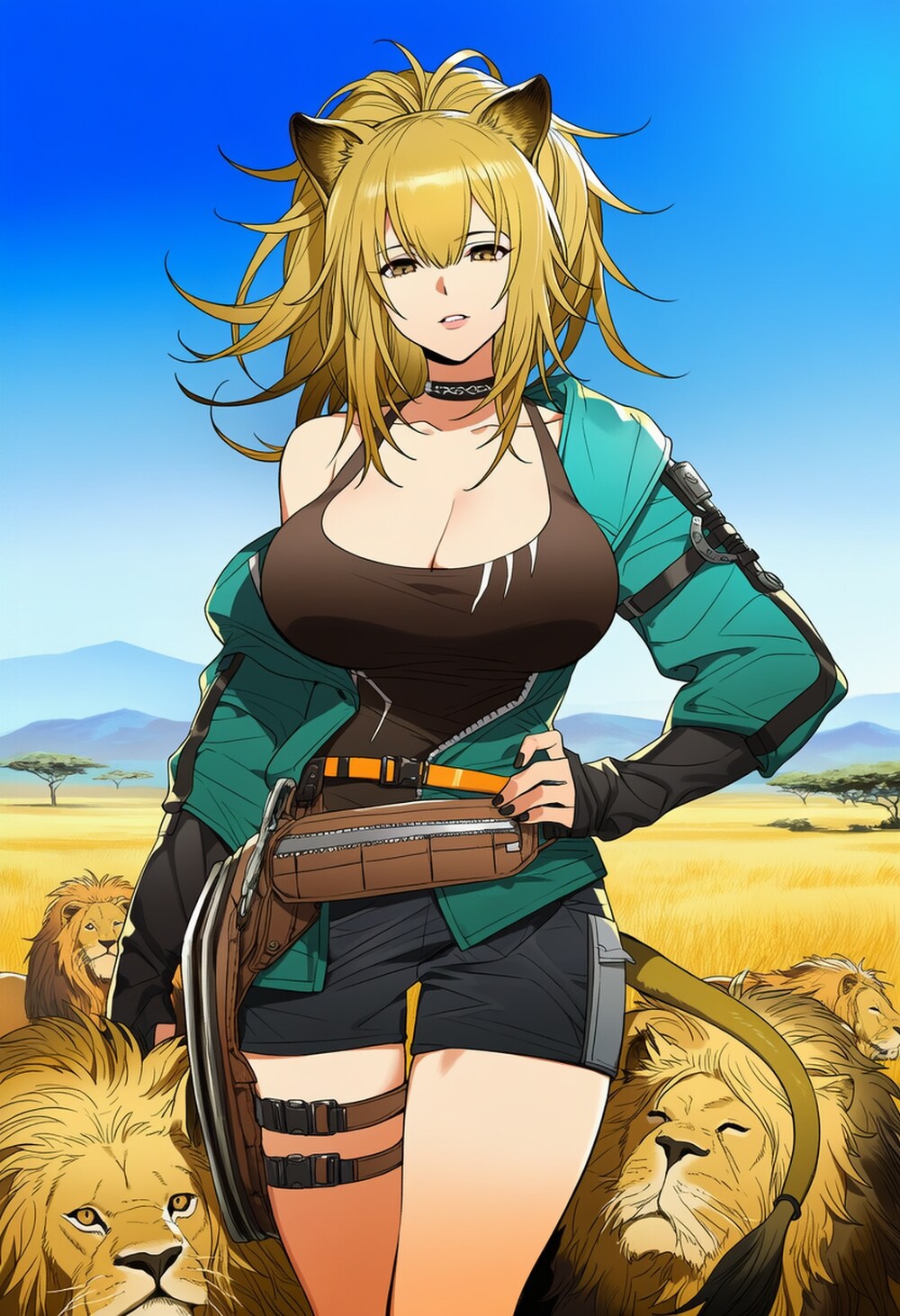 ライオンと色々コスプレライオン人妻