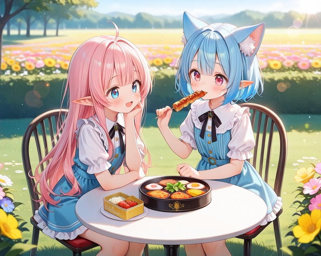 8枚）花園とケモ耳エルフさん