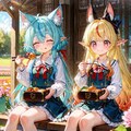 8枚）花園とケモ耳エルフさん 8枚目