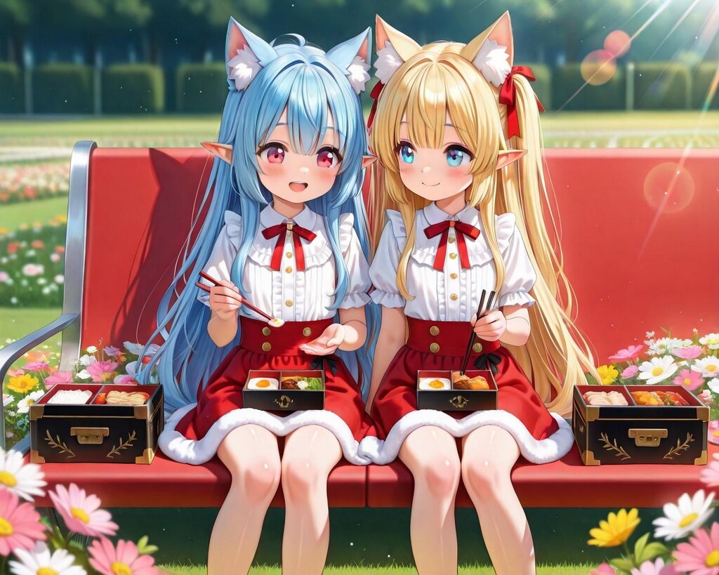8枚）花園とケモ耳エルフさん