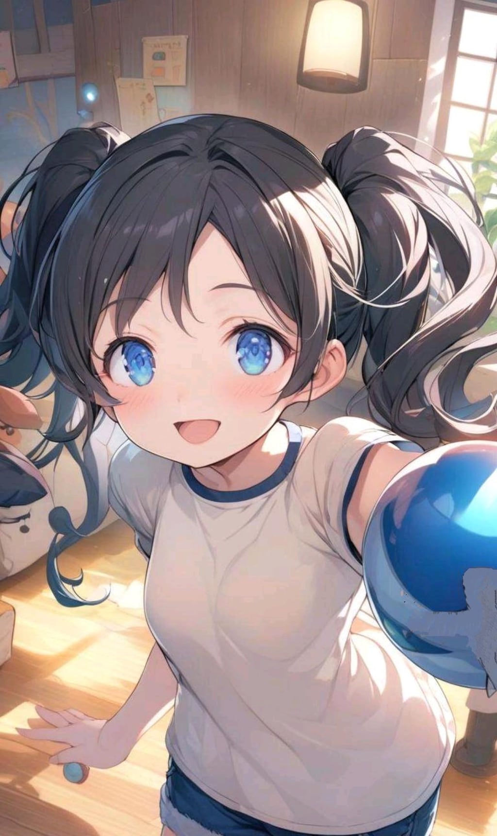 胸にボールを入れて巨乳ごっこな小さな女の子