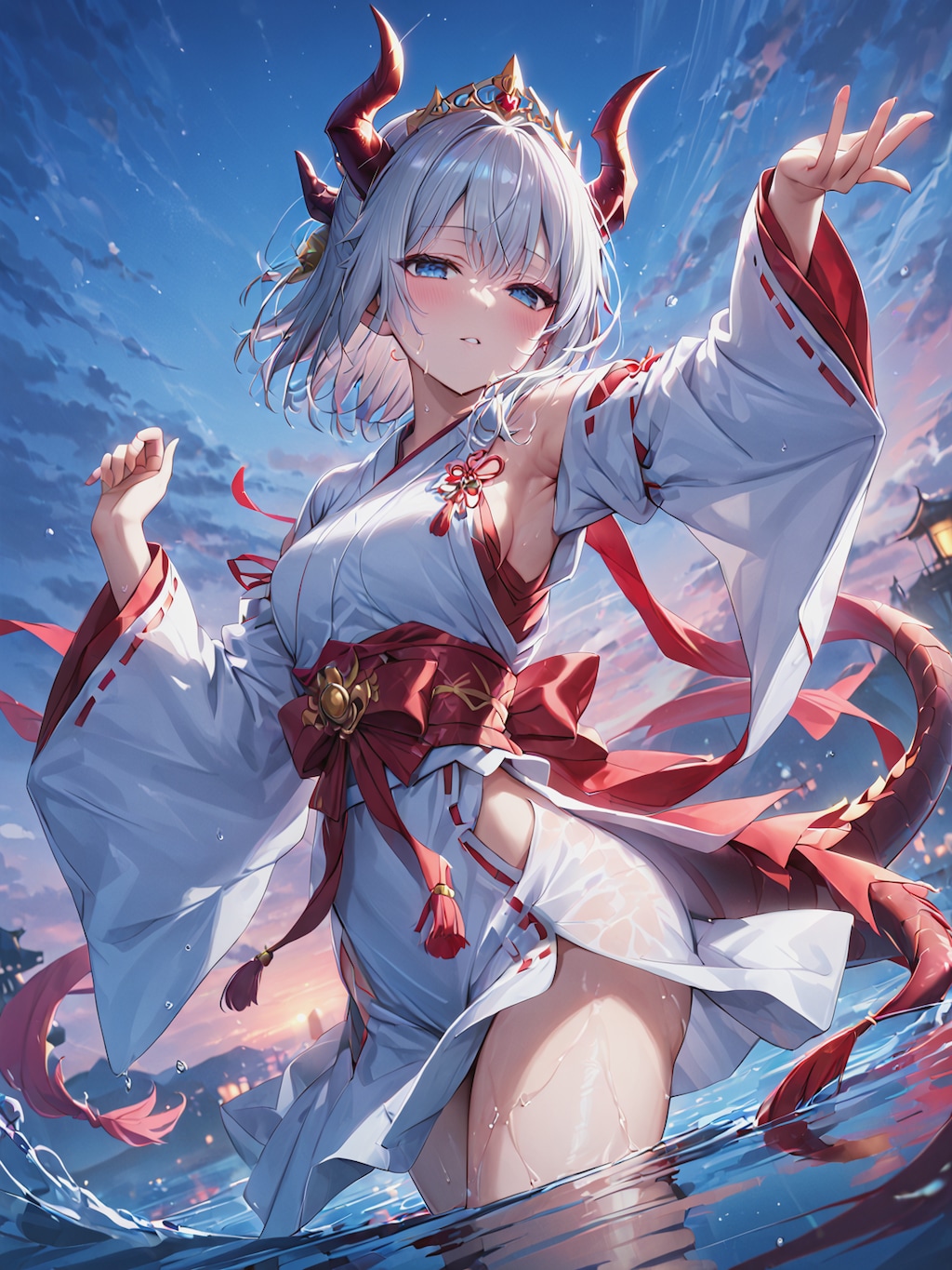 踊りを奉納するドラゴン娘